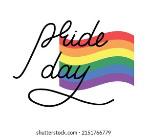 Rainbow LGBT In Support Of Tolerant Attitude Towards The Community And Civic Equality For All People. Calligraphy For Pride Month Celebration. Celebration Of Individual Freedom.