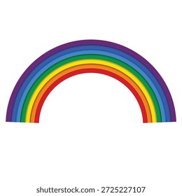 Arco-íris orgulho LGBTQ. arco-íris com sombra sobre fundo branco. tempo primavera. arco-íris colorido semicírculo. ilustração vetorial