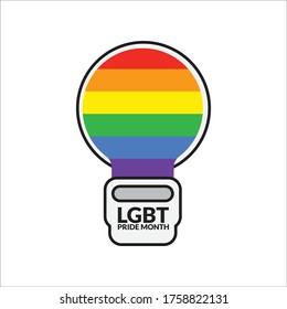 Bombilla arcoiris para diseño vectorial del mes del orgullo