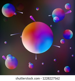 Rainbow light cover with spots beautiful colors multicolor. Illustrations with blur background and circles. Liquid style background.