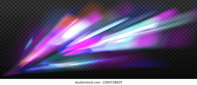 Rainbow Light, Fantasy Light Fare Transparent Effect. Vektorgrafik abstrakter unscharfer heller Hintergrund.	