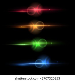 Bengalas de luz de arco iris y efectos de lentes de alta velocidad. Vector EPS 10.