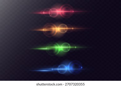 Bengalas de luz de arco iris y efectos de lentes de alta velocidad. Vector EPS 10.