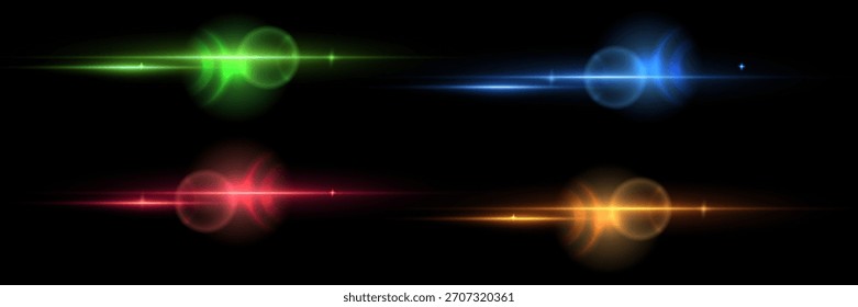 Bengalas de luz de arco iris y efectos de lentes de alta velocidad. Vector EPS 10.