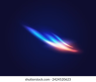 Rainbow light flash realistic vector illustration. Semi-circle glowing sparks overlay 3d element on black background. Physics science template
