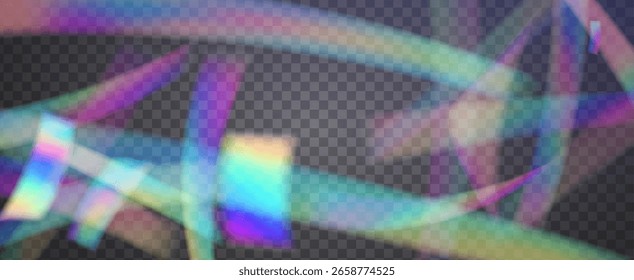 Arco-íris Light Leak Prism. Prism Iridescente.  Espectro De Cor E Luz Com Brilho, Brilho E Uma Aura Semelhante A Uma Gema. Efeito de vazamento de luz de cristal.