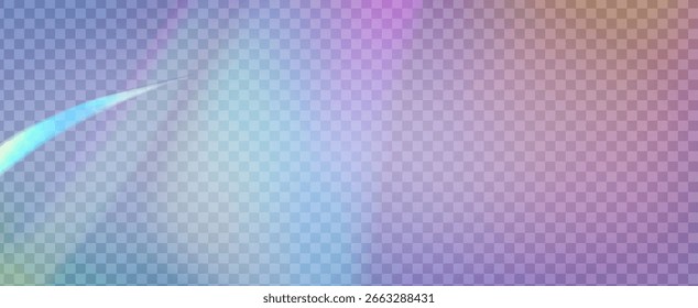 Prisma de fuga de luz de arco iris. Fondo de prisma iridiscente.  Brillo De Espectro Y Haz De Cámara Con Una Explosión De Color Y Brillo De Gema. Efecto de fuga de luz de cristal.