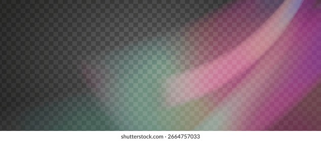 Prisma de fuga de luz de arco iris. Fondo de prisma iridiscente.  Las Rayas De La Lente En Una Superposición Holográfica Con Resplandor Abstractas Y Luz Solar. Efecto de fuga de luz de cristal.