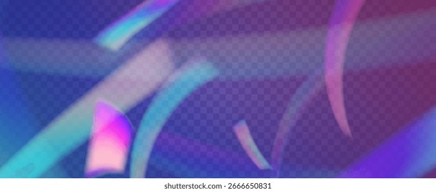 Prisma de fuga de luz de arco iris. Fondo de prisma iridiscente.  Rayo De Brillo Y Gradiente De Diamante Con Superposición De Resplandor En Película Transparente. Efecto de fuga de luz de cristal.