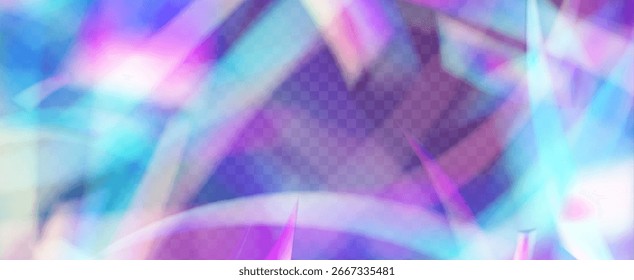 Prisma de fuga de luz de arco iris. Fondo de prisma iridiscente.  El Vector Estalló Con Un Filtrar De Luz Solar, Un Efecto De Desenfoque Y Un Haz De Cámara Brillante. Efecto de fuga de luz de cristal.