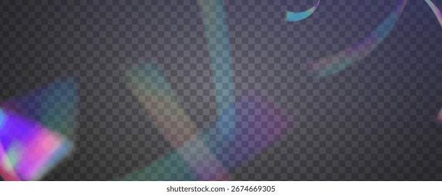 Prisma de fuga de luz de arco iris. Fondo de prisma iridiscente.  Rayo De Brillo Y Gradiente De Diamante Con Superposición De Resplandor En Película Transparente. Efecto de fuga de luz de cristal.