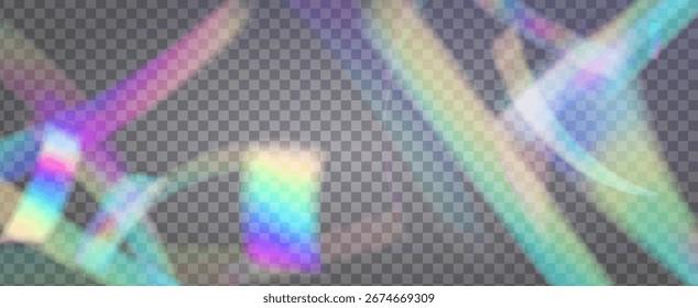 Rainbow Light Leak Prism. Iridescent Prism Background.  Neon Overlay And Diamond Glow With Abstract Light And Holographic Sparkle. Crystal  Light Leak Effect.