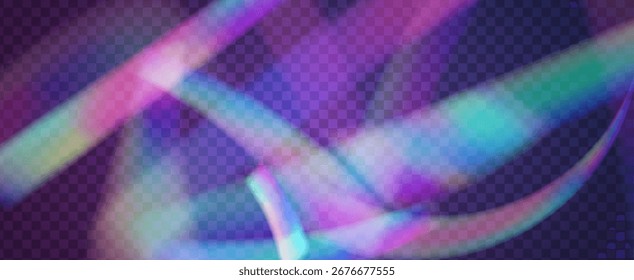 Rainbow Light Leak Prism. Iridescent Prism Background.  3d Bokeh With A Soft Aura, Refraction Glow, And Transparent Diamond. Crystal  Light Leak Effect.