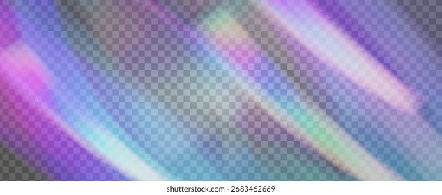 Prisma de fuga de luz de arco iris. Fondo de prisma iridiscente.  Bokeh Aura Y Brillo Abstractas Con Rayos De Diamantes Y Refracción De Lentes. Efecto de fuga de luz de cristal.