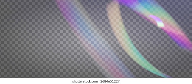 Prisma de fuga de luz de arco iris. Fondo de prisma iridiscente.  Rayo De Brillo Y Gradiente De Diamante Con Superposición De Resplandor En Película Transparente. Efecto de fuga de luz de cristal.
