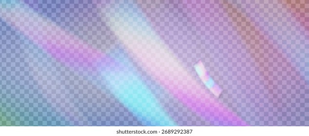 Rainbow Light Leak Prism. Iridescent Prism Background.  Abstract Blur Texture With A Refraction Filter And Subtle Color Aura. Crystal  Light Leak Effect.