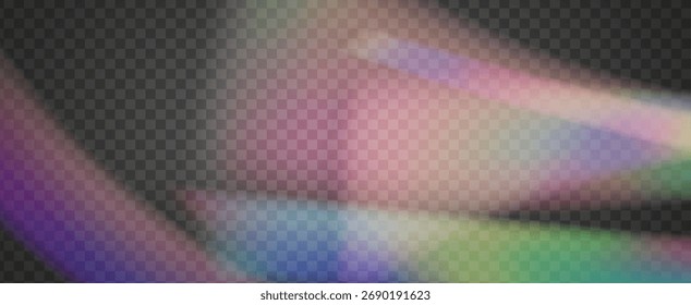 Rainbow Light Leak Prism. Iridescent Prism Background.  Bokeh Aura And Abstract Shine With Diamond Rays And Lens Refraction. Crystal  Light Leak Effect.
