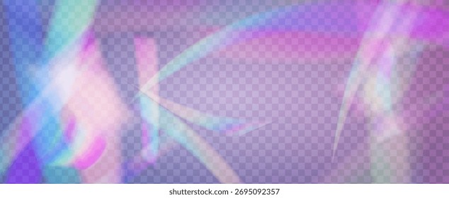 Arco-íris Light Leak Prism. Prism Iridescente.  Aura De Bokeh E Abstract Brilham Com Raios De Diamante E Refração De Lentes. Efeito de vazamento de luz de cristal.