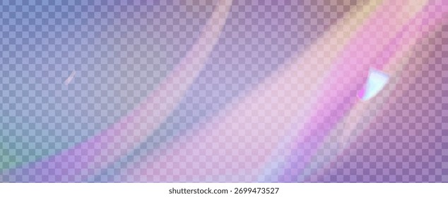 Rainbow Light Leak Prism. Iridescent Prism Background.  Glitter Ray And Diamond Gradient With Glow Overlay On Transparent Film. Crystal  Light Leak Effect.