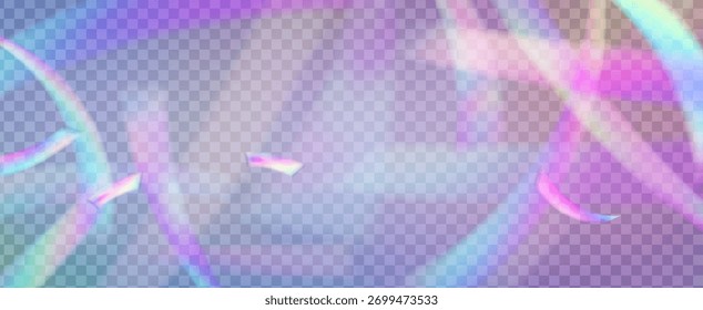 Prisma de fuga de luz de arco iris. Fondo de prisma iridiscente.  Superposición De Neón Y Resplandor De Diamantes Con Luz Abstractas Y Brillo Holográfico. Efecto de fuga de luz de cristal.