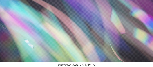 Prisma de fuga de luz de arco iris. Fondo de prisma iridiscente.  Bokeh 3D Con Un Aura Suave, Resplandor De Refracción Y Diamante Transparente. Efecto de fuga de luz de cristal.
