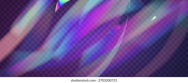 Arco-íris Light Leak Prism. Prism Iridescente.  3D Bokeh Com Uma Aura Mole, Brilho De Refração E Diamante Transparente. Efeito de vazamento de luz de cristal.