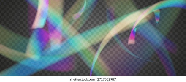 Arco-íris Light Leak Prism. Prism Iridescente.  3D Bokeh Com Uma Aura Mole, Brilho De Refração E Diamante Transparente. Efeito de vazamento de luz de cristal.