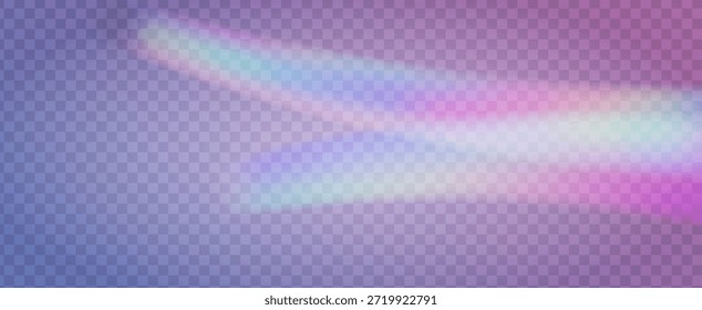 Prisma de fuga de luz de arco iris. Fondo de prisma iridiscente.  Filtrar De Cámara Con Superposición Holográfica, Textura Desenfocada Y Haz De Fantasía. Efecto de fuga de luz de cristal.