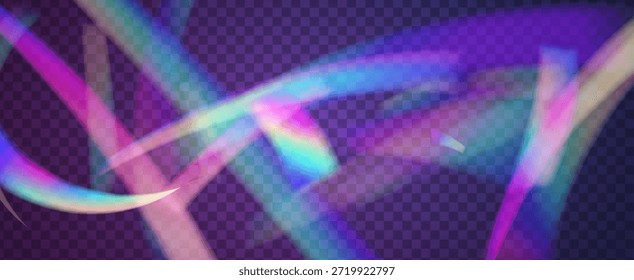 Arco-íris Light Leak Prism. Prism Iridescente.  Gema Brilha Em Luz Solar Com Brilho De Cor, Lente De Gradiente E Vidro Mole. Efeito de vazamento de luz de cristal.