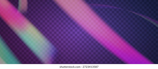 Prisma de fuga de luz de arco iris. Fondo de prisma iridiscente.  Espectro De Color Y Luz Con Brillo, Brillo Y Un Aura De Gema. Efecto de fuga de luz de cristal.