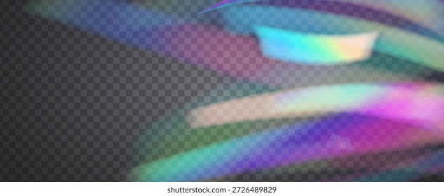Prisma de fuga de luz de arco iris. Fondo de prisma iridiscente.  Brillo De Espectro Y Haz De Cámara Con Una Explosión De Color Y Brillo De Gema. Efecto de fuga de luz de cristal.