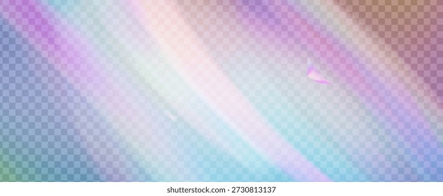 Prisma de fuga de luz de arco iris. Fondo de prisma iridiscente.  Filtrar De Cámara Con Superposición Holográfica, Textura Desenfocada Y Haz De Fantasía. Efecto de fuga de luz de cristal.