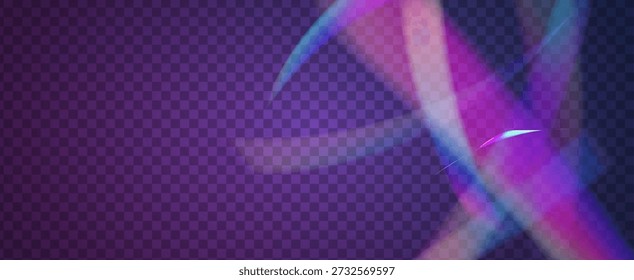 Prisma de fuga de luz arco iris. Fondo de prisma iridiscente.  Superposición de vidrio con resplandor solar, rayas de neón y brillo de degradado sutil. Efecto de fuga de luz de cristal.