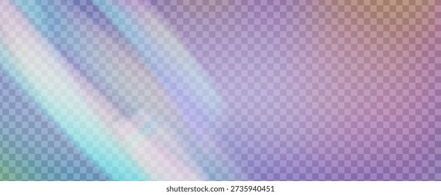 Prisma de Vazamento de Luz Arco-Íris. Fundo do Prisma Iridescente.  Bokeh 3d com uma aura macia, brilho de refração e diamante transparente. Efeito de fuga de luz de cristal.