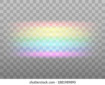 Rainbow Light On Transparent Background. Glowing Light, Magic Glow. Vector Illustration