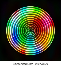 Rainbow light parallel circles geometric shapes pattern, ripples circular psychedelic background