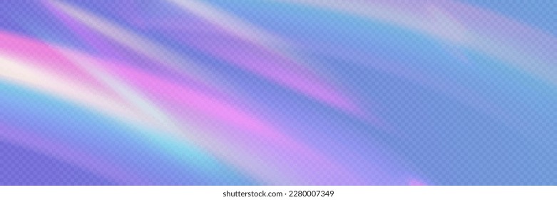 Efecto prisma de luz arco iris, fondo transparente. Reflexión holográfica, superposición de la sombra de la llama de cristal. Ilustración vectorial del fondo abstracto de la luz iridiscente borrosa.