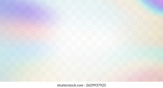 Regenbogen-Prismeneffekt, transparenter Hintergrund. Hologramm Reflexion, Kristall Flamme Leck Schatten Overlay. Vektorgrafik abstrakter verschwommener Zeichen