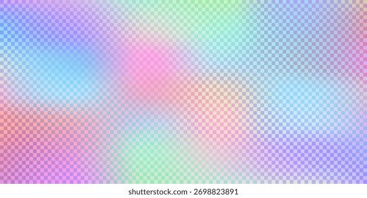 Efecto de prisma de luz de arco iris, fondo transparente. Reflejo del holograma, superposición cristalina de la sombra de la fuga. Ilustración vectorial de fondo de luz iridiscente borrosa abstracta.