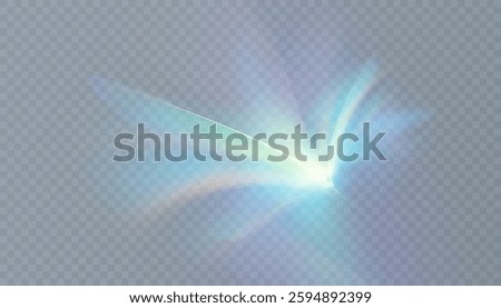 Rainbow light prism effect, transparent background. Crystalline glare leakage reflection. Abstract blurred rainbow light background overlay effect.	
