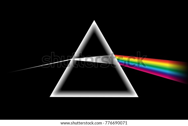 虹の光のプリズム 可視スペクトル波線ベクター画像付き光学ガラスピラミッド のベクター画像素材 ロイヤリティフリー