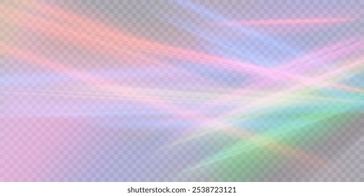 Rayos de luz del arco iris, destello de la lente, efecto de reflexión de cristal, vidrio o gema. Conjunto de ilustración realista de Vector de efecto de fuga de luz con deslumbramiento de espectro, refracción de prisma, destello de lente
