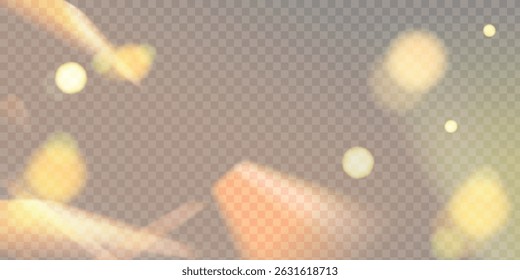 Raios de luz do arco-íris, clarão de lente, efeito de reflexão de cristal, vidro ou joia. Conjunto de ilustrações realista de vetor de efeito de vazamento de luz com brilho de espectro, refração de prisma, flare de lente