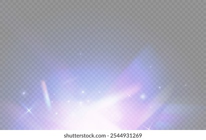 Rainbow light and white dust. The crystal shimmers with a rainbow effect. Background with bokeh light effect. Gorgeous Christmas glowing dust background.