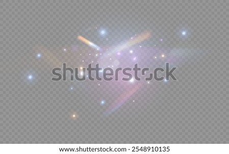 Rainbow light and white dust. The crystal shimmers with a rainbow effect. Background with bokeh light effect png. Gorgeous Christmas glowing dust background.