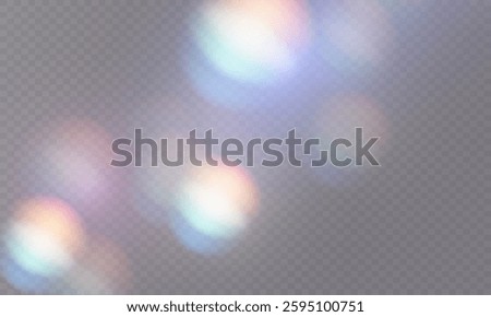 Rainbow light and white dust. Png The crystal shimmers with a rainbow effect. Png Background with bokeh light effect png. Gorgeous Christmas glowing dust background.	