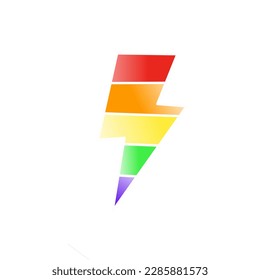 rainbow lightning vector icon isolated on white background