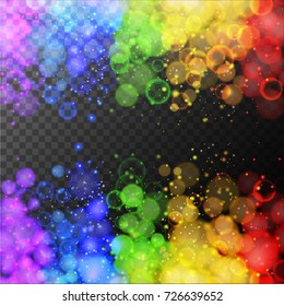Regenbogen-Leuchten auf schwarzem Hintergrund, Vektorgrafik