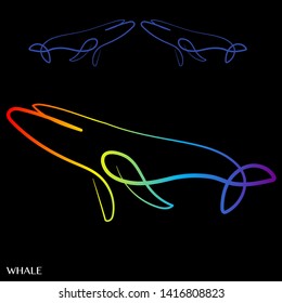 Rainbow line art style. Figure whale for your logo, web design.