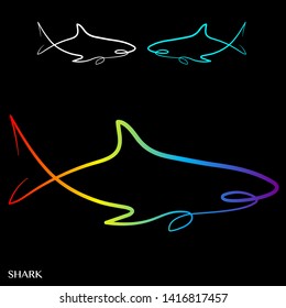 Rainbow line art style. Shark logo. sharks illustration emblem. Simple colorful Shark Logo